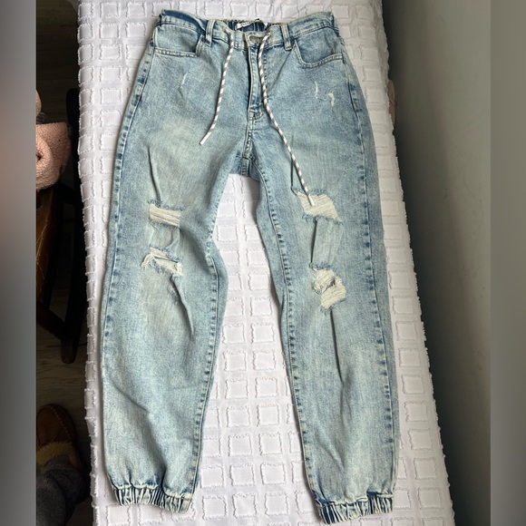 Celebrity Pink Distressed Mom Jeans - Picture 1 of 8